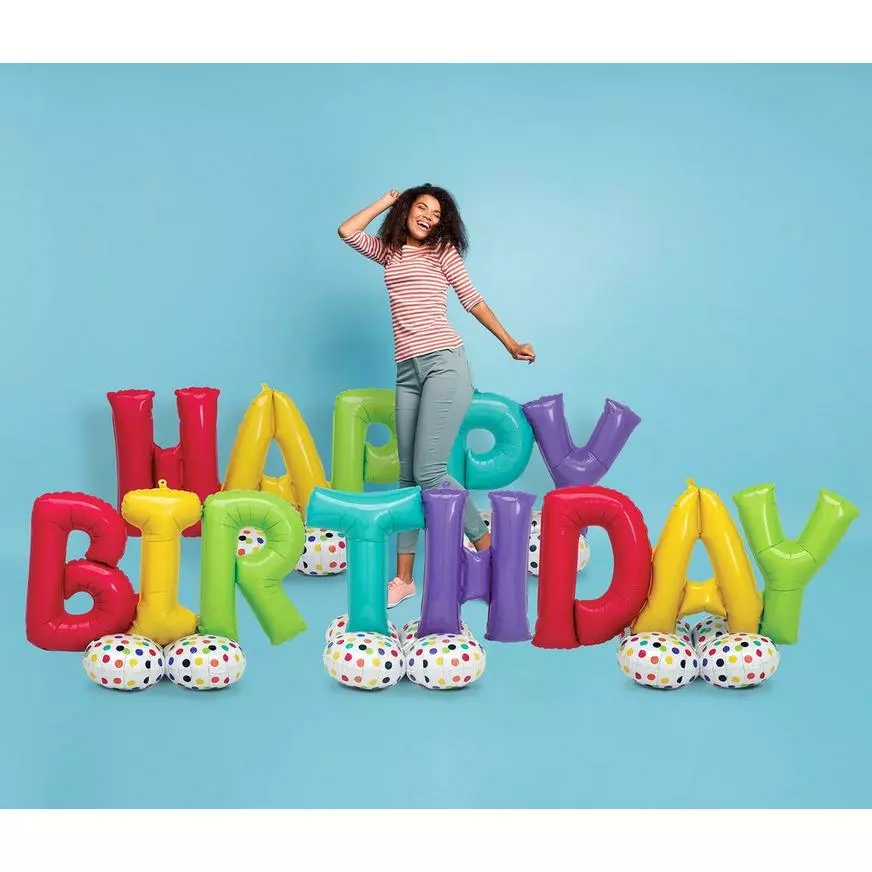 AirLoonz Multicolor Happy Birthday Balloon Phrase Yard Decoration Kit 4 AirLoonz Multicolor Happy Birthday Balloon Phrase Yard Decoration Kit - Image 2