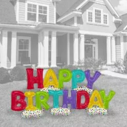 AirLoonz Multicolor Happy Birthday Balloon Phrase Yard Decoration Kit 9 AirLoonz Multicolor Happy Birthday Balloon Phrase Yard Decoration Kit -Amscan Shop 941406 03