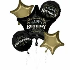 Black & Gold Better With Age Foil Balloon Bouquet, 5pc 5 Black & Gold Better With Age Foil Balloon Bouquet, 5pc -Amscan Shop 941410 01