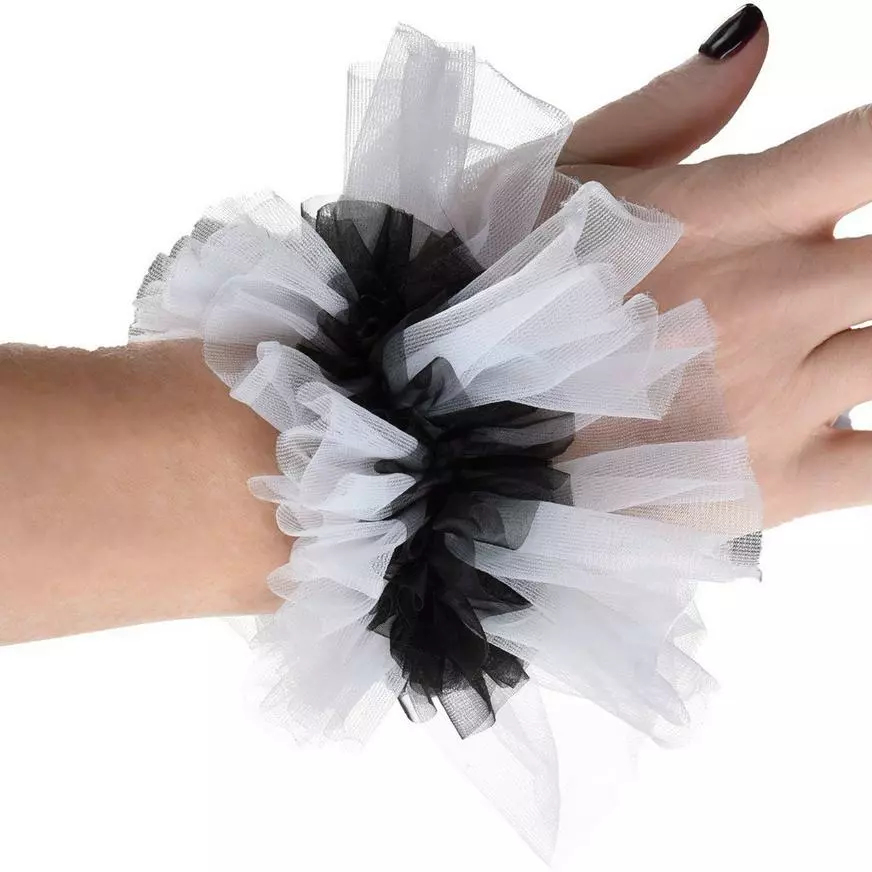 Adult White Tulle Clown Cuffs 4 Adult White Tulle Clown Cuffs - Image 2
