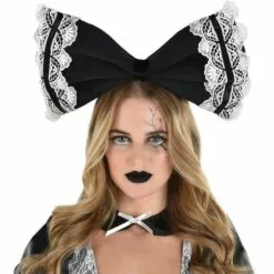 Adult Black & White Creepy Doll Bow Headband 7 Adult Black & White Creepy Doll Bow Headband -Amscan Shop 942187 02