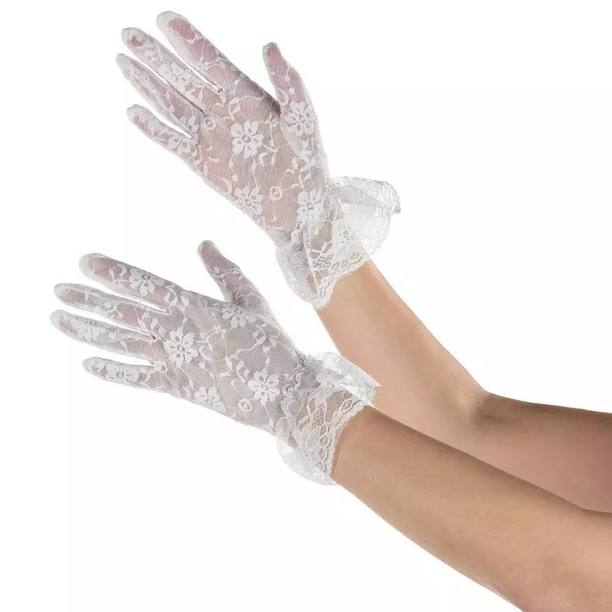 Adult White Lace Gloves - Creepy Doll 3 Adult White Lace Gloves - Creepy Doll