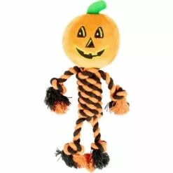 Orange & Black Pumpkin Rope Dog Toy