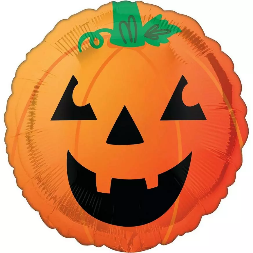 Friendly Halloween Jack-o’-Lantern Round Foil Balloon, 17in 3 Friendly Halloween Jack-o’-Lantern Round Foil Balloon, 17in