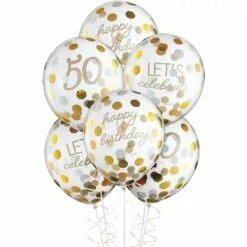 Golden Age 50th Birthday Balloon Bouquet 6 Golden Age 50th Birthday Balloon Bouquet -Amscan Shop 947447 01