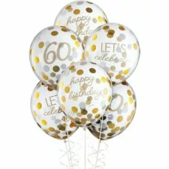 Golden Age 60th Birthday Balloon Bouquet 6 Golden Age 60th Birthday Balloon Bouquet -Amscan Shop 947448 01