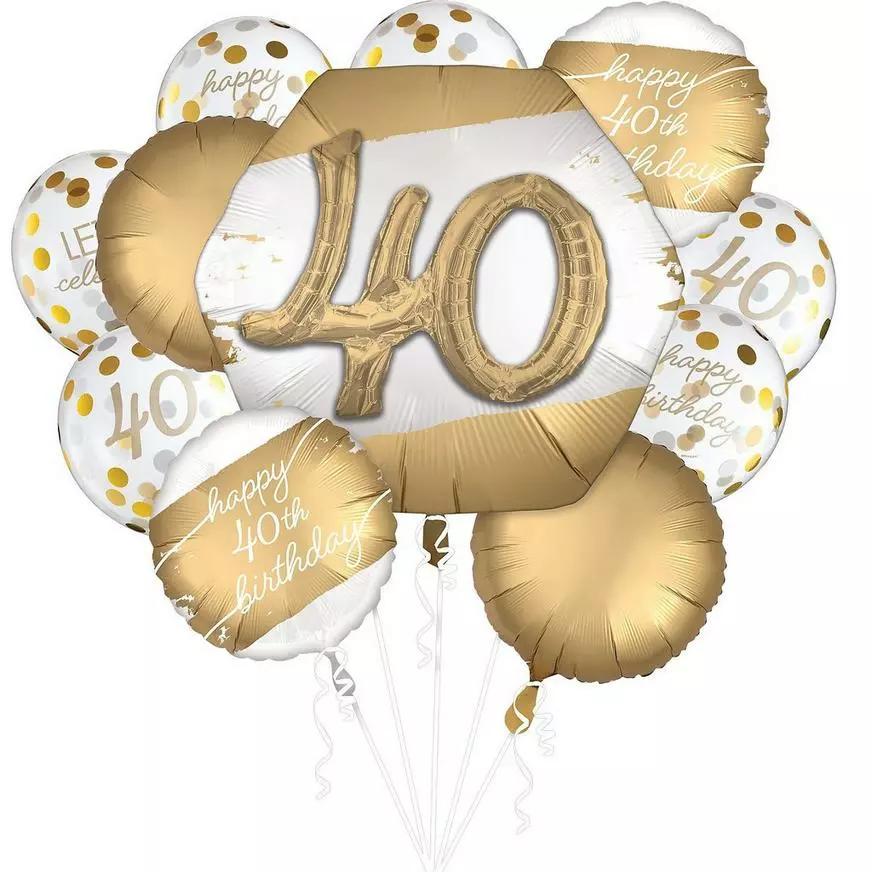 Golden Age 40th Birthday Balloon Bouquet 3 Golden Age 40th Birthday Balloon Bouquet