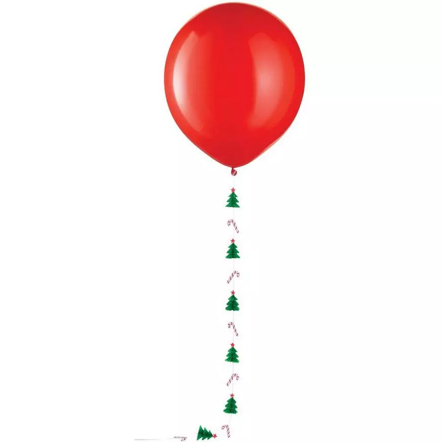 1ct, Red Latex Balloon (24in) With Christmas Tree & Candy Cane Balloon Tail (5.25ft) 3 1ct, Red Latex Balloon (24in) With Christmas Tree & Candy Cane Balloon Tail (5.25ft)