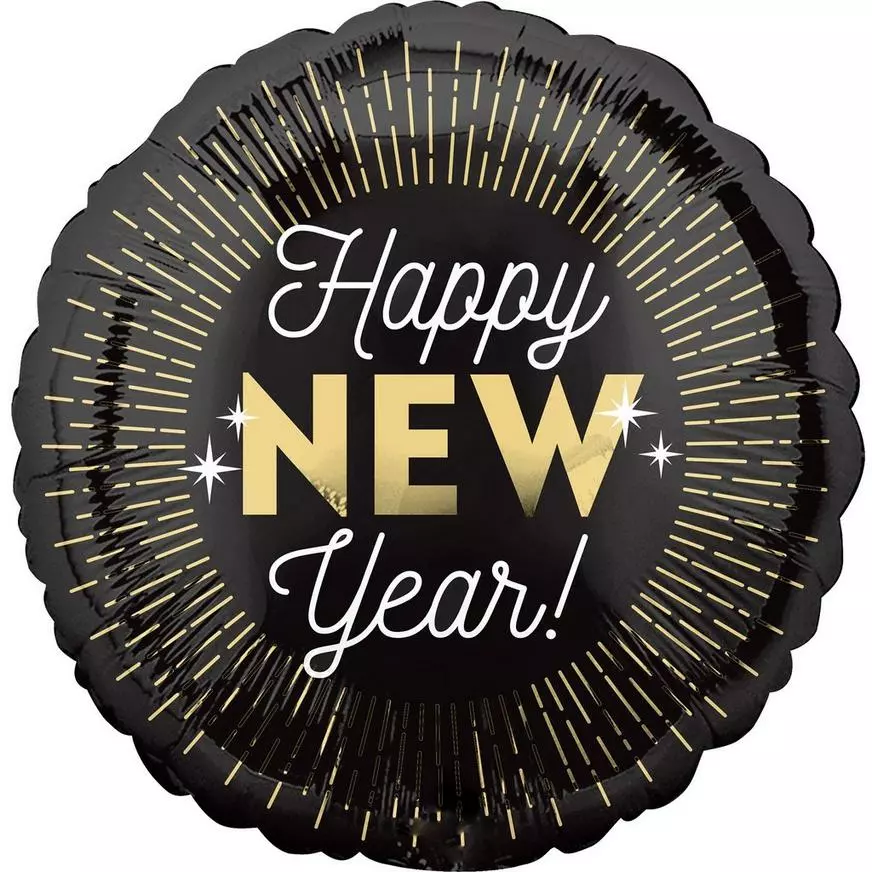 Happy New Year Foil Balloon, 17in - Midnight Glam 3 Happy New Year Foil Balloon, 17in - Midnight Glam
