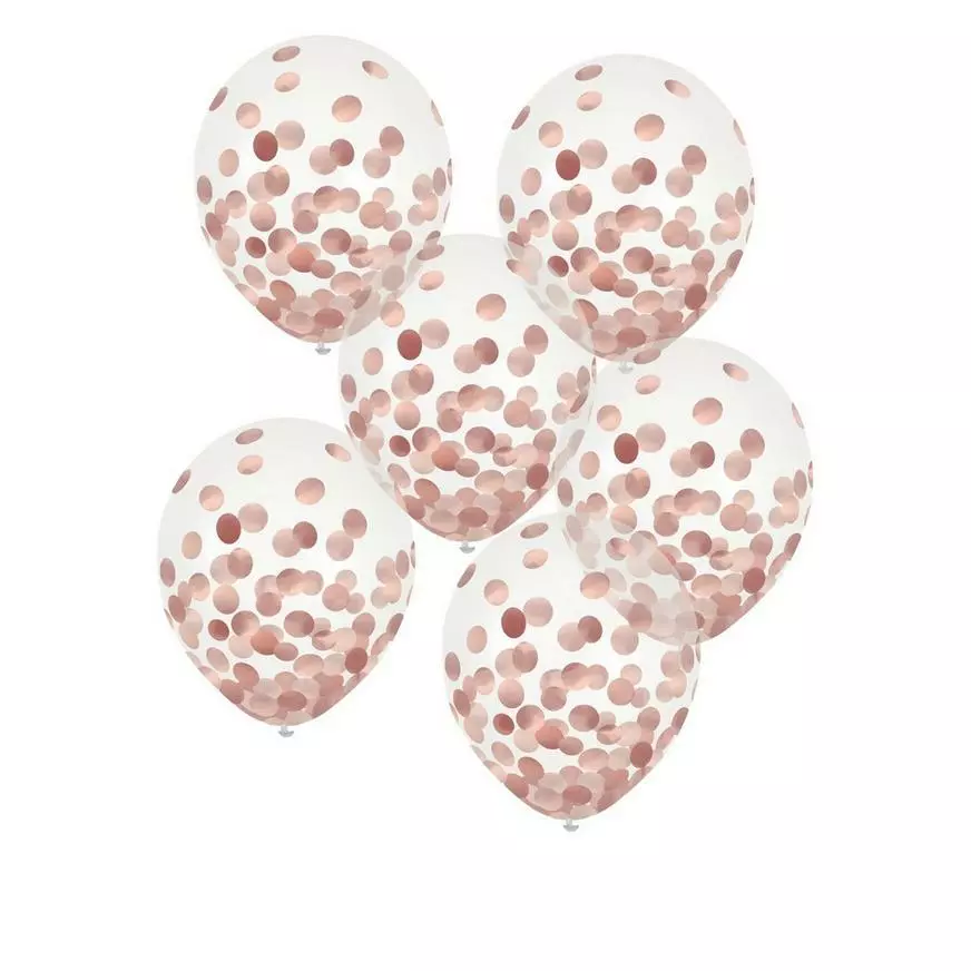 6ct, 11in, Rose Gold Confetti Balloons 3 6ct, 11in, Rose Gold Confetti Balloons