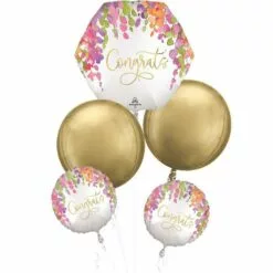 Romantic Floral Congrats Foil Balloon Bouquet, 5pc