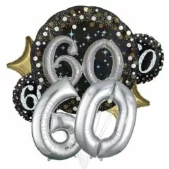 Sparkling 60 Birthday Balloon Bouquet, 7pc