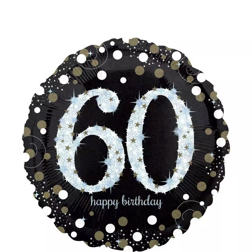 Sparkling 60 Birthday Balloon Bouquet, 7pc 7 Sparkling 60 Birthday Balloon Bouquet, 7pc - Image 5