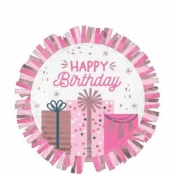 Pastel Pink Happy Birthday Presents Foil Balloon, 24in