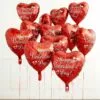 Red Happy Valentine's Day Heart Foil Balloon Bouquet, 12pc 2 Red Happy Valentine's Day Heart Foil Balloon Bouquet, 12pc -Amscan Shop 968841