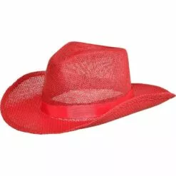 Red Burlap Cowboy Hat