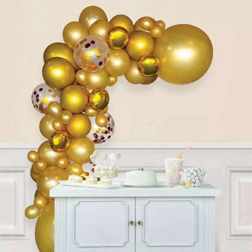 Air-Filled Gold Balloon Garland Kit 3 Air-Filled Gold Balloon Garland Kit