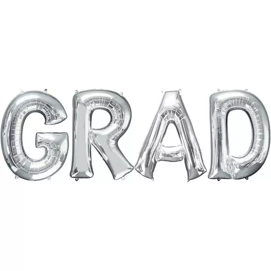 Silver Grad Balloon Phrase, 34in Letters 3 Silver Grad Balloon Phrase, 34in Letters