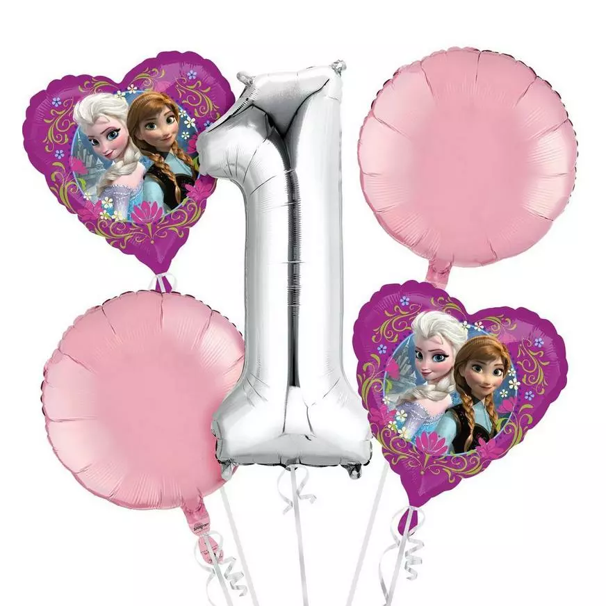 Frozen 1st Birthday Balloon Bouquet 5pc 3 Frozen 1st Birthday Balloon Bouquet 5pc