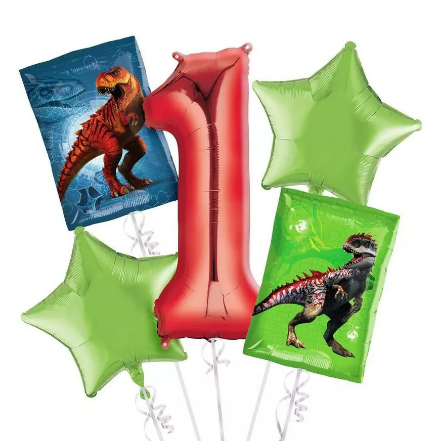 Prehistoric Dinosaurs 1st Birthday Balloon Bouquet 5pc 3 Prehistoric Dinosaurs 1st Birthday Balloon Bouquet 5pc