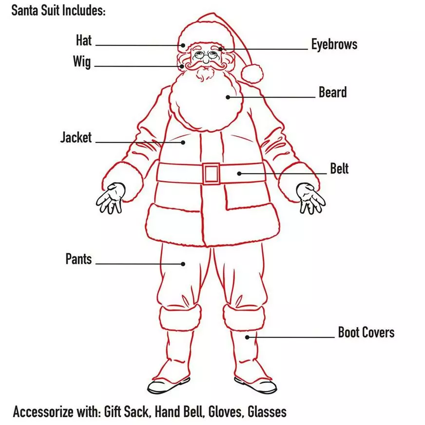 Adult Plush Santa Suit, 10pc 5 Adult Plush Santa Suit, 10pc - Image 3