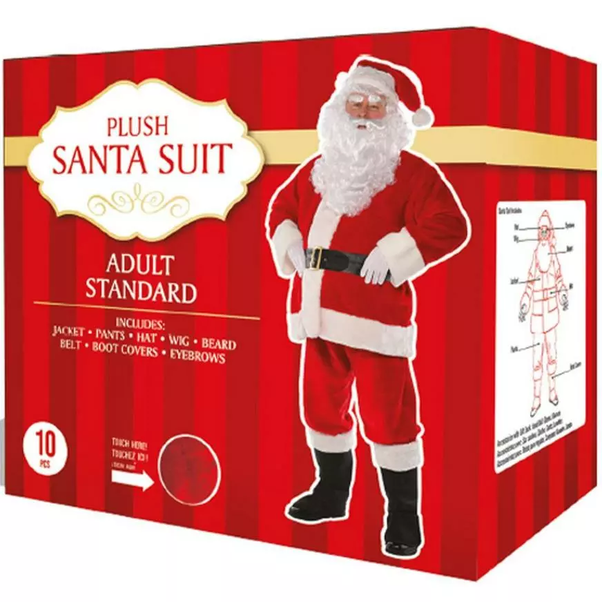 Adult Plush Santa Suit, 10pc 6 Adult Plush Santa Suit, 10pc - Image 4