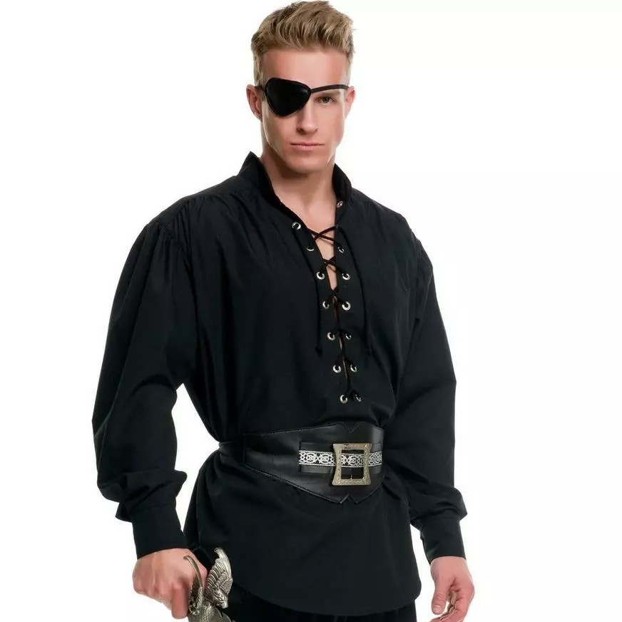 Black Lace-Up Pirate Shirt 4 Black Lace-Up Pirate Shirt - Image 2