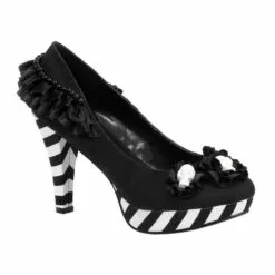 Black & White Platform High Heel Shoes - Day Of The Dead