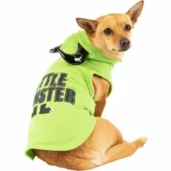 Green Little Monster Dog Hoodie With Horns