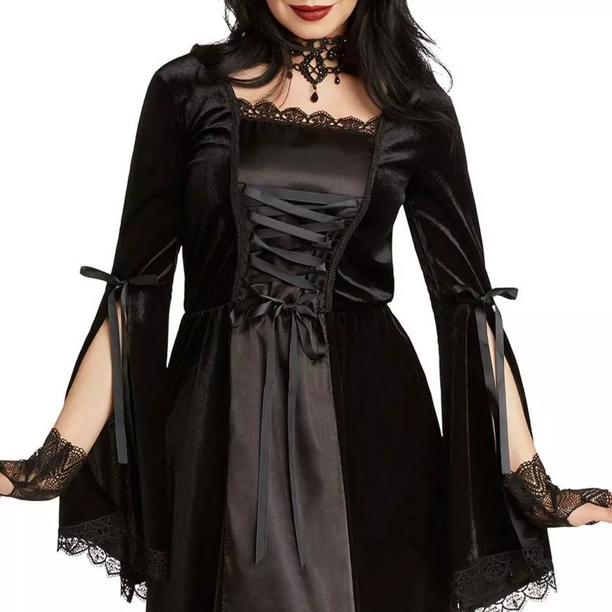 Adult Black Renaissance Witch Dress 4 Adult Black Renaissance Witch Dress - Image 2