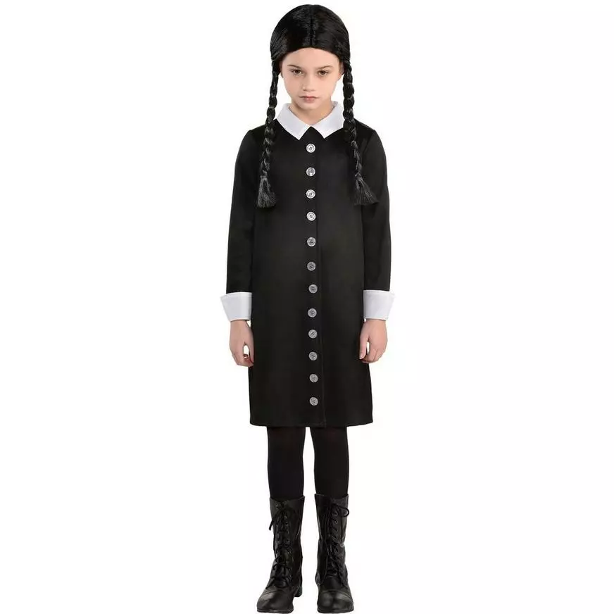 AMSCAN Kids' Wednesday Addams Costume - The Addams Family 3 AMSCAN Kids' Wednesday Addams Costume - The Addams Family