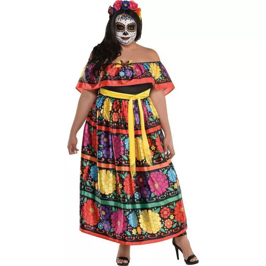AMSCAN Sugar Skull Beauty Plus Size Costume For Adults - Day Of The Dead 3 AMSCAN Sugar Skull Beauty Plus Size Costume For Adults - Day Of The Dead