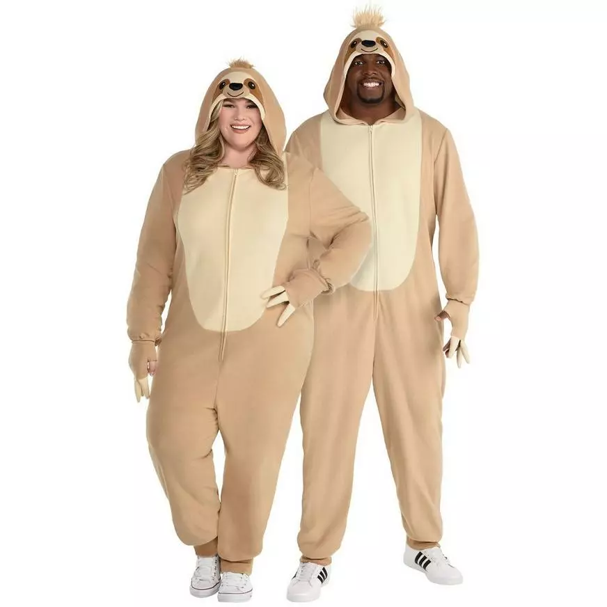 AMSCAN Adult Sloth One Piece Zipster Costume - Plus Size 3 AMSCAN Adult Sloth One Piece Zipster Costume - Plus Size