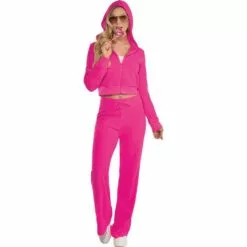 AMSCAN Adult Pink Couture Cutie Velour Tracksuit Costume