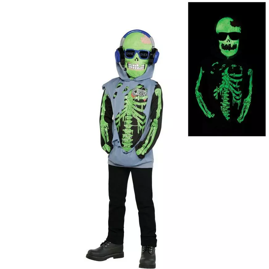 AMSCAN Kids' Zombie Gamer Glow-in-the-Dark Costume 3 AMSCAN Kids' Zombie Gamer Glow-in-the-Dark Costume