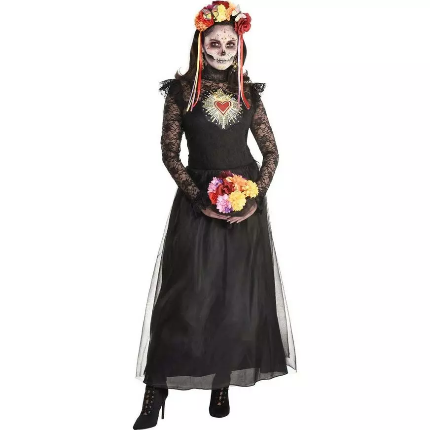 AMSCAN Day Of The Dead Sacred Heart Couture Dress For Adults 3 AMSCAN Day Of The Dead Sacred Heart Couture Dress For Adults