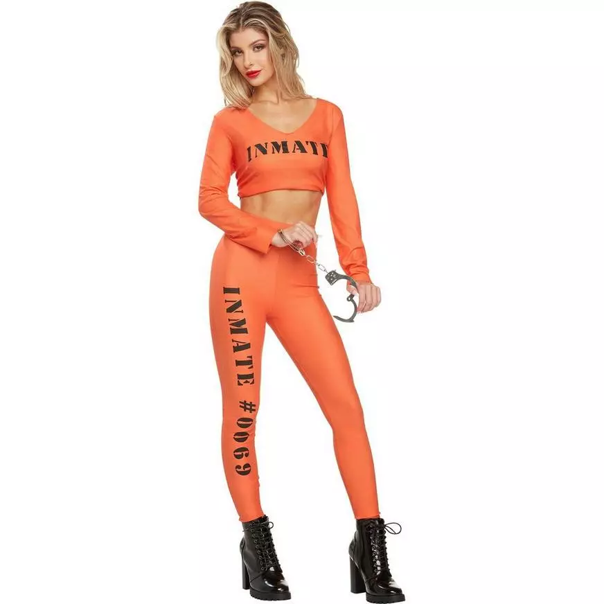 Adult Orange Inmate #69 Prisoner Costume 3 Adult Orange Inmate #69 Prisoner Costume