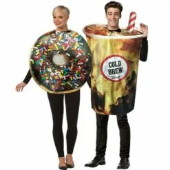 Sprinkle Donut & Cold Brew Coffee Couples Costumes For Adults