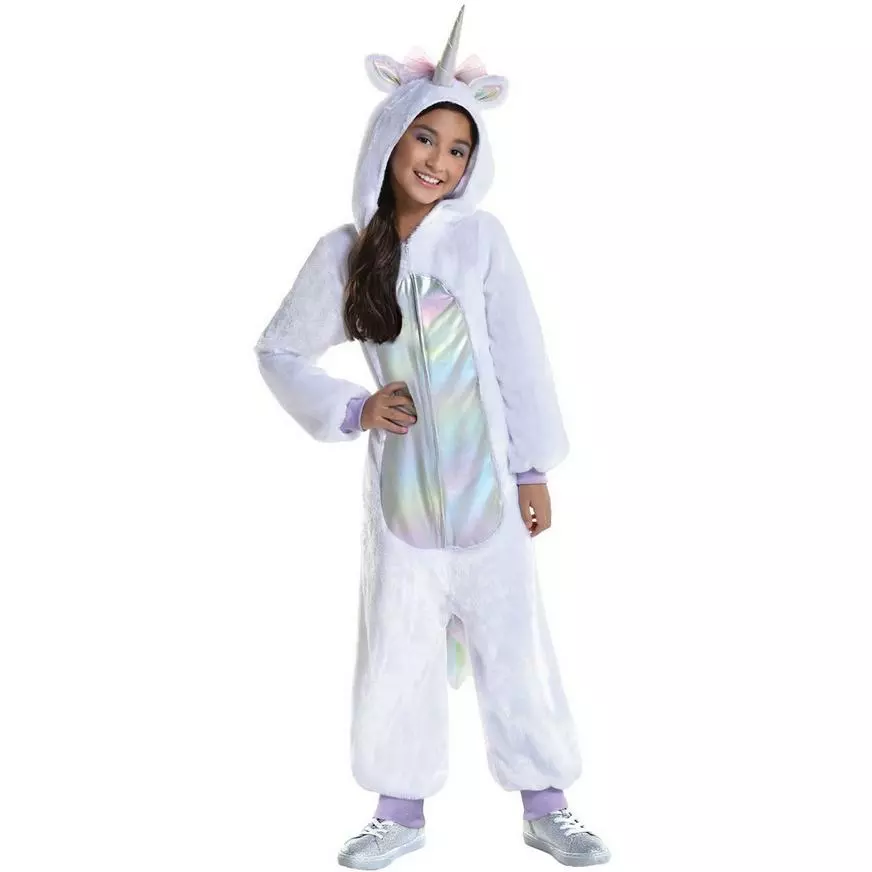 Kids' Iridescent Unicorn One Piece Zipster Costume 3 Kids' Iridescent Unicorn One Piece Zipster Costume