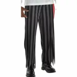 Adult Black & Gray Striped Pirate Pants