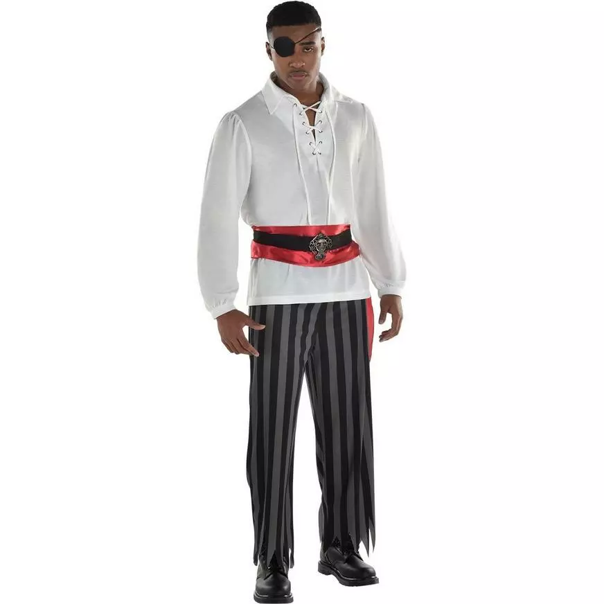 Adult Black & Gray Striped Pirate Pants 4 Adult Black & Gray Striped Pirate Pants - Image 2