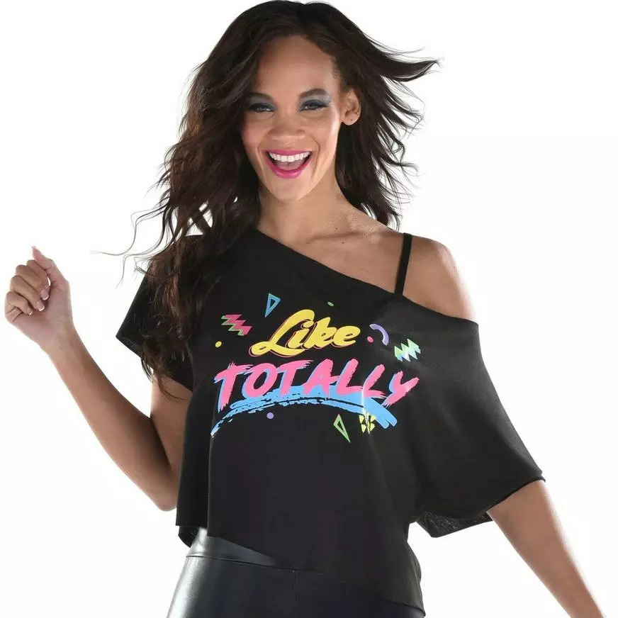 Adult Totally 80s Off Shoulder T-Shirt 3 Adult Totally 80s Off Shoulder T-Shirt