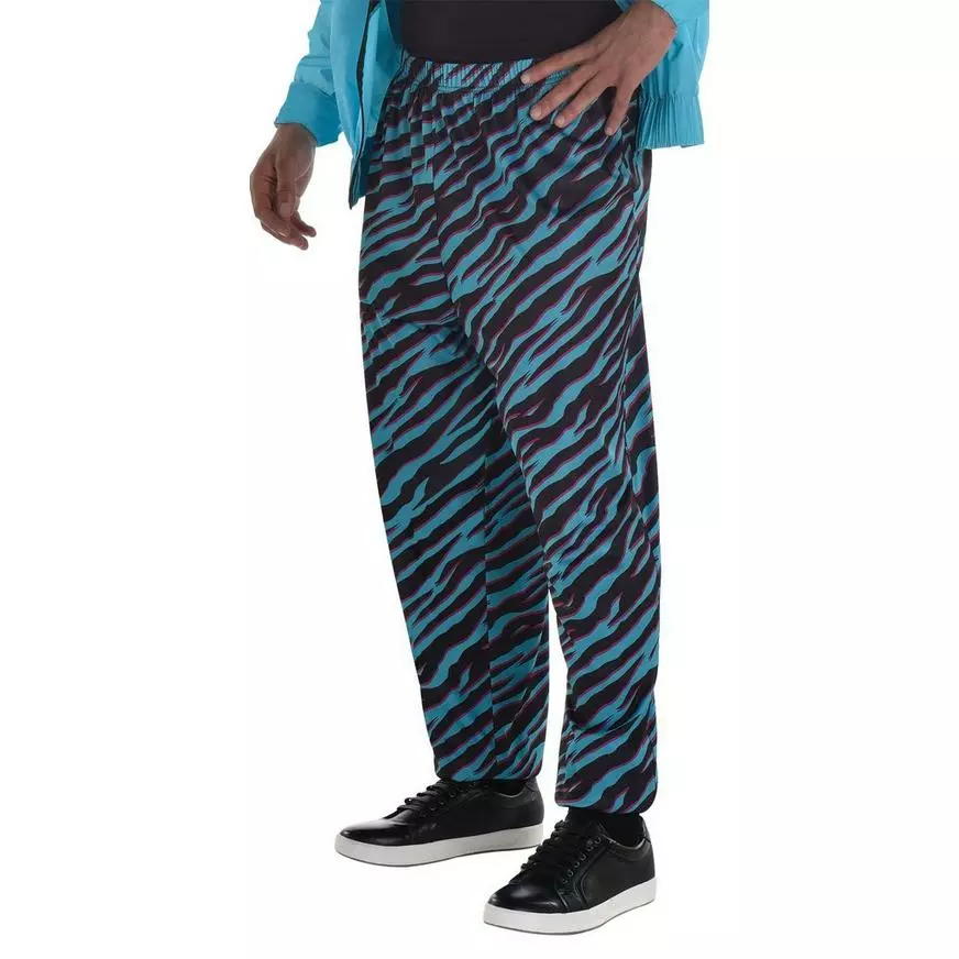 Adult Black & Teal Zebra 90s Beach Pants 3 Adult Black & Teal Zebra 90s Beach Pants