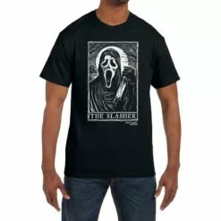 Adult Black Ghost Face The Slasher Tarot Card Cotton T-Shirt - Scream