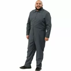 Adult Gray Plus Size Mechanic Coverall Jumpsuit