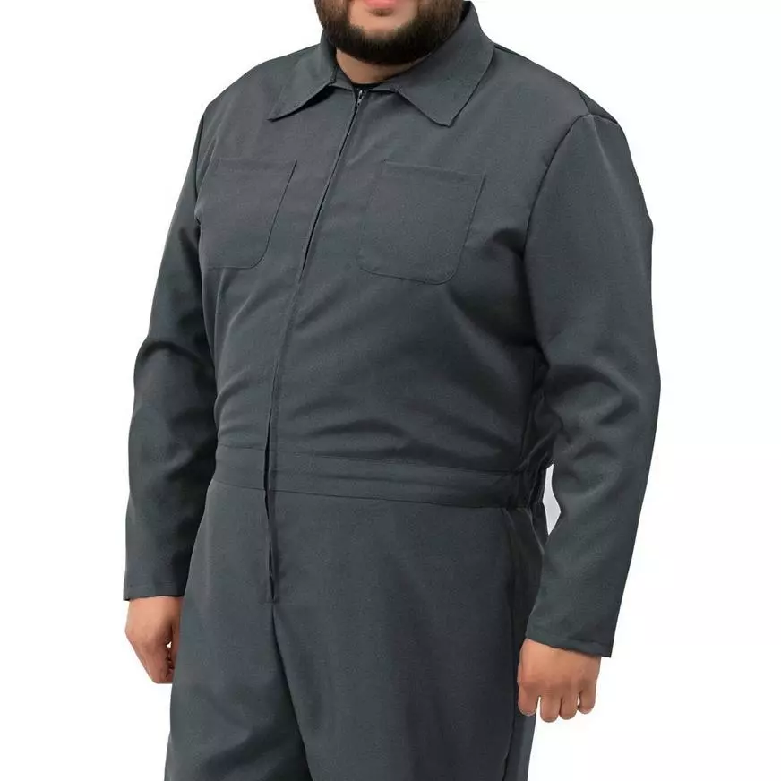 Adult Gray Plus Size Mechanic Coverall Jumpsuit 4 Adult Gray Plus Size Mechanic Coverall Jumpsuit - Image 2